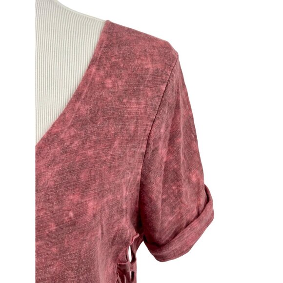 Gimmicks Exclusive Washed Mauve Raw Hem V-Neck Side Cutouts & Strappy Back Top - Picture 9 of 15